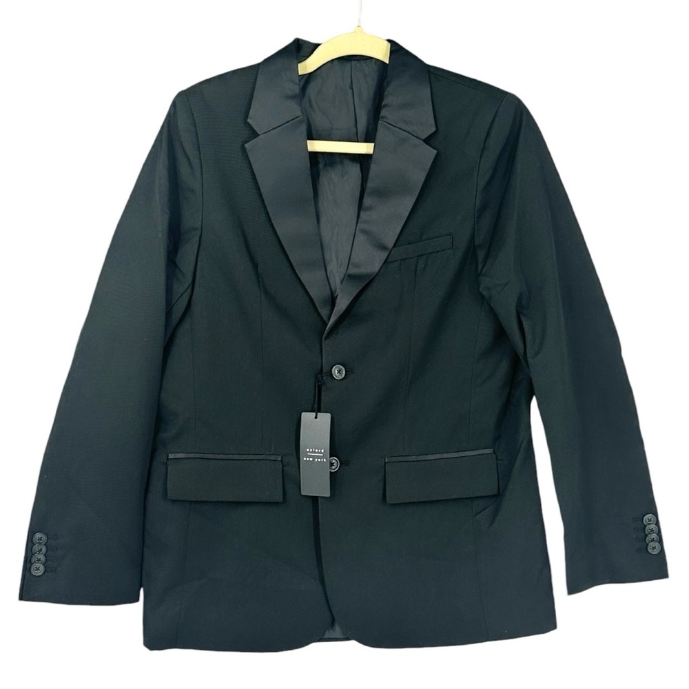Oxford New York Boy’s Satin Lapel 2-Button Single Breasted Blazer Black Size 16